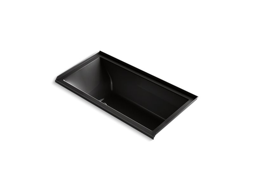 Underscore® Rectangle 60" x 30" alcove BubbleMassage™ Air Bath with Bask® heated surface and right-hand drain, Black Black