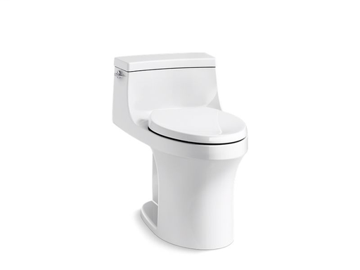 San Souci® Comfort Height® one-piece compact elongated 1.28 gpf toilet with AquaPiston® flushing technology, left-hand trip lever and concealed trapway, White