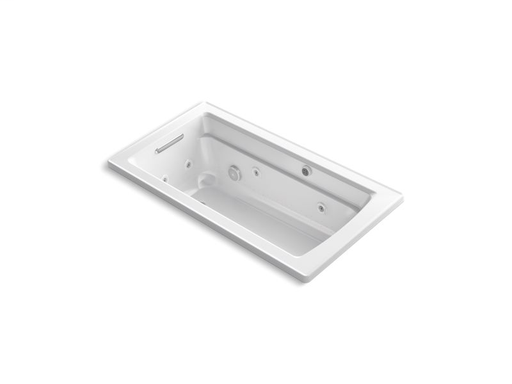 Archer® 60" x 32" drop-in whirlpool + BubbleMassage™ Air Bath, White