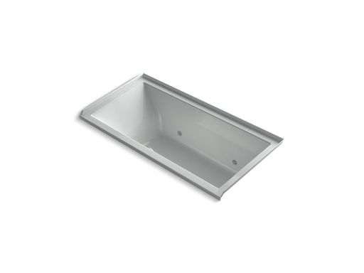 Underscore® Rectangle 60" x 30" alcove BubbleMassage™ Air Bath with integral flange, chromatherapy and right-hand drain, Ice™ Grey