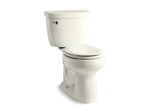 Cimarron® Comfort Height® two-piece round-front 1.28 gpf toilet with AquaPiston® flush technology with insuliner, seat not included, Biscuit