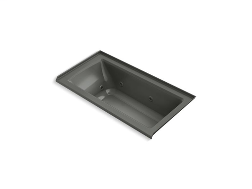 Archer® 60" x 30" three-side integral flange whirlpool with heater and right-hand drain, Thunder Grey