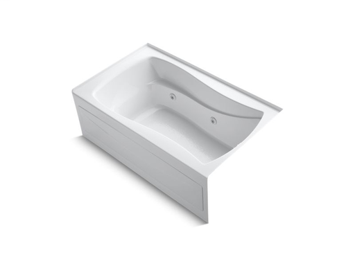 Mariposa® 60" x 36" alcove whirlpool Bask® heated surface, integral apron and right-hand drain, White