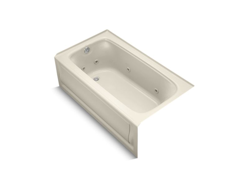 Bancroft® 60" x 32" alcove whirlpool with integral apron, integral flange and left-hand drain, Almond