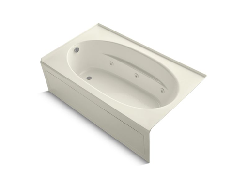 Windward® 72" x 42" alcove whirlpool with integral apron, left-hand drain and heater, Biscuit
