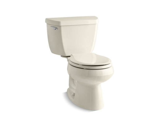 Wellworth® Classic two-piece round-front 1.28 gpf toilet with Class Five® flush technology and left-hand trip lever, seat not included, Almond