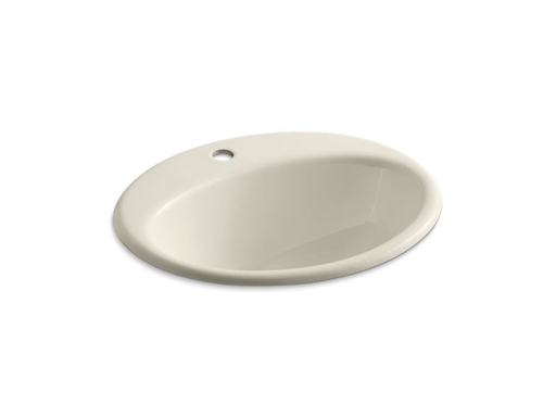 Farmington® drop-in bathroom sink with single faucet hole, Almond