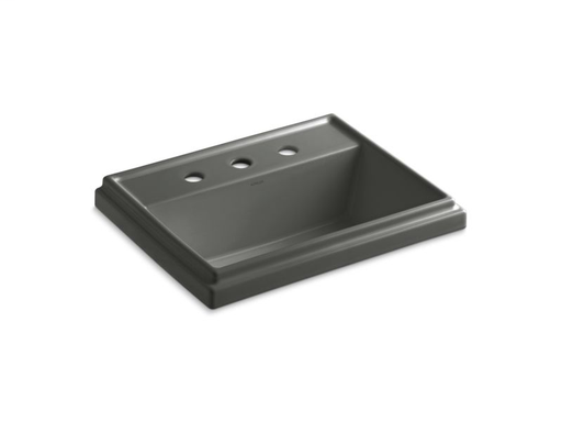 Tresham® rectangular drop-in bathroom sink with 8" widespread faucet holes, Thunder Grey