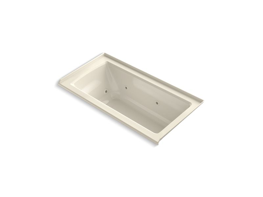 Archer® 60" x 30" alcove whirlpool with integral flange and right-hand drain, Almond