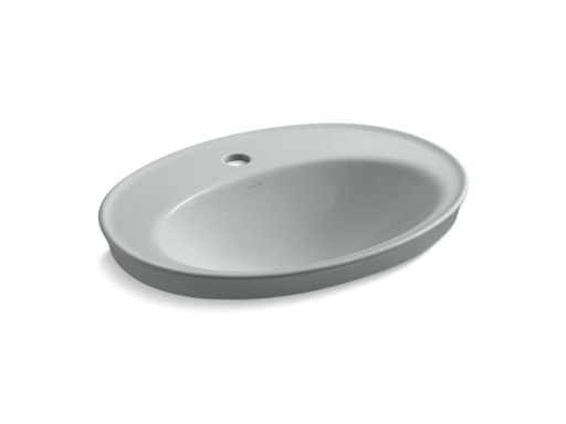 Serif® drop-in bathroom sink with single faucet hole, Ice™ Grey