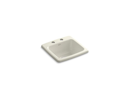 Gimlet™ 15-1/4" x 15-1/4" x 6-1/2" top-mount bar sink with 2 faucet holes, Biscuit