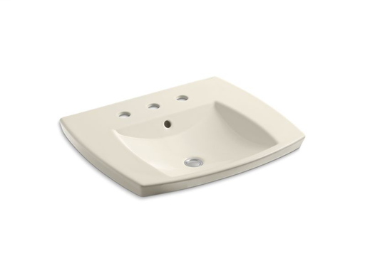 Kelston® drop-in bathroom sink with 8" widespread faucet holes, Almond