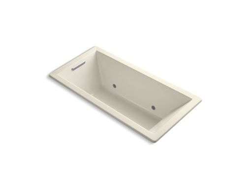 Underscore® Rectangle 66" x 32" drop-in VibrAcoustic® bath with Bask® heated surface and chromatherapy, Almond