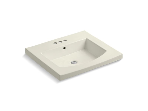 Persuade® Curv vanity-top bathroom sink with 4" centerset faucet holes, Biscuit