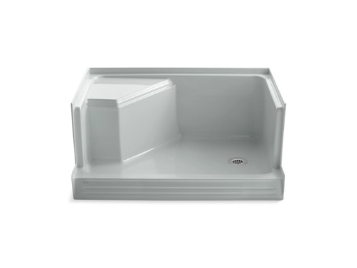 Memoirs® 48" x 36" single threshold right-hand drain shower base with integral seat at left, Ice™ Grey