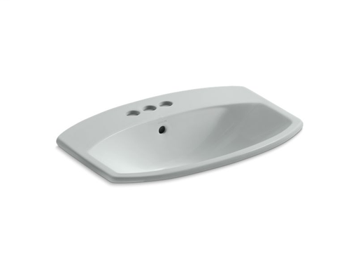 Cimarron® drop-in bathroom sink with 4" centerset faucet holes, Ice™ Grey