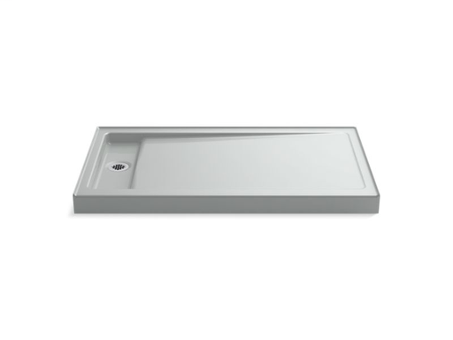 Bellwether® 60" x 34" single-threshold shower base with left offset drain, Ice™ Grey