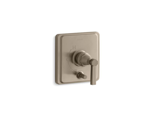Pinstripe® Rite-Temp® pressure-balancing valve trim with diverter and grooved lever handle, valve not included, Vibrant Brushed Bronze