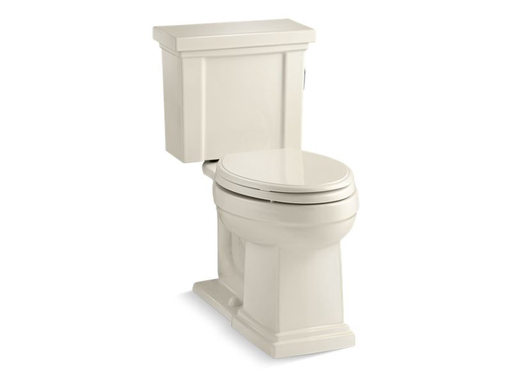 Tresham® Comfort Height® two-piece elongated 1.28 gpf toilet with right-hand trip lever, seat not included, Almond