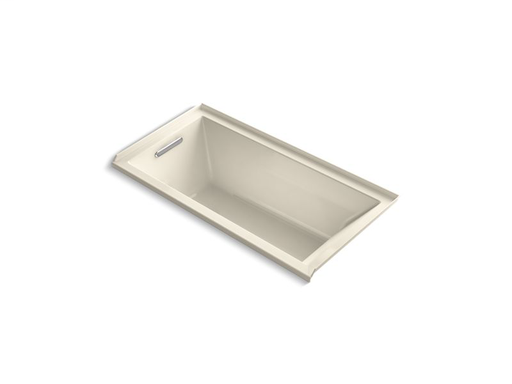 Underscore® Rectangle 60" x 30" alcove VibrAcoustic® bath with Bask® heated surface, integral flange and left-hand drain, Almond