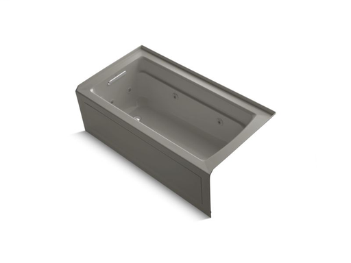 Archer® 60" x 32" alcove whirlpool with integral apron, left-hand drain and heater, Cashmere