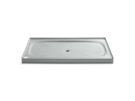 Salient® 60" x 36" single threshold center drain shower base, Ice™ Grey