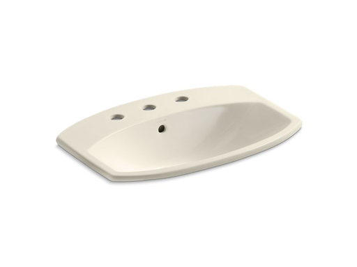 Cimarron® drop-in bathroom sink with 8" widespread faucet holes, Almond