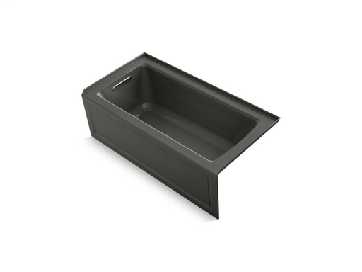 Archer® 60" x 30" alcove BubbleMassage™ Air Bath with integral apron and left-hand drain, Thunder Grey