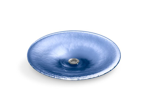 Lavinia® vessel glass bathroom sink, Translucent Sapphire