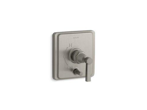 Pinstripe® Rite-Temp® pressure-balancing valve trim with diverter and plain lever handle, valve not included, Vibrant Brushed Nickel