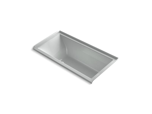 Underscore® Rectangle 60" x 30" alcove BubbleMassage™ Air Bath with Bask® heated surface and right-hand drain, Ice™ Grey