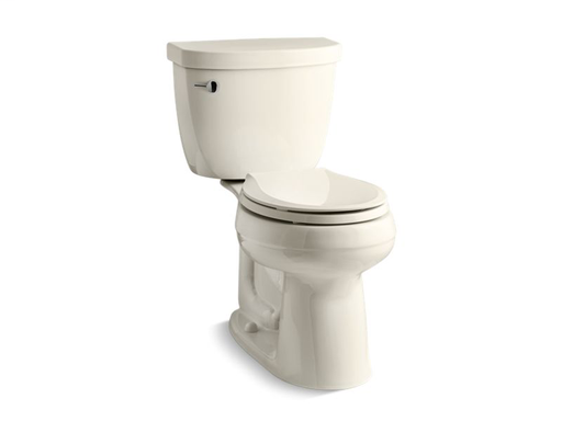 Cimarron® Comfort Height® two-piece round-front 1.28 gpf toilet with AquaPiston® flush technology with insuliner, seat not included, Almond