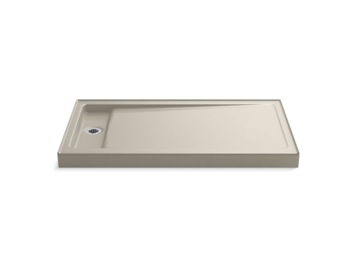 Bellwether® 60" x 34" single-threshold shower base with left offset drain, Sandbar