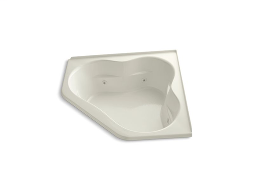 Tercet® 60" x 60" whirlpool with integral flange, center drain and heater, Biscuit