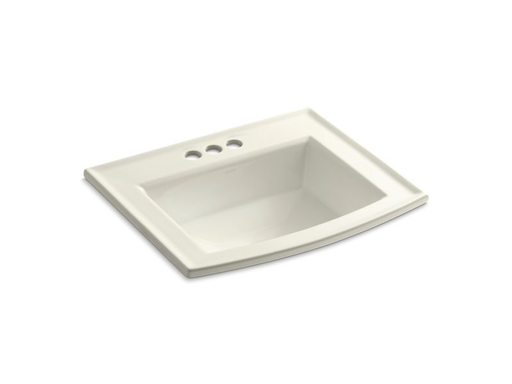 Archer® drop-in bathroom sink with 4" centerset faucet holes, Biscuit