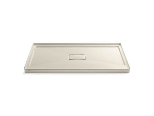 Archer® 60" x 36" single threshold center drain shower base with removable cover, Almond