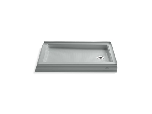 Memoirs® 48" x 34" double threshold right-hand drain shower base, Ice™ Grey