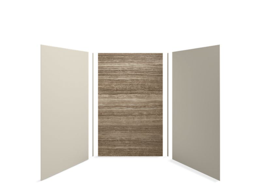 Choreograph™ 60" x 60" x 96" shower wall kit, VeinCut Sandbar with Sandbar accents