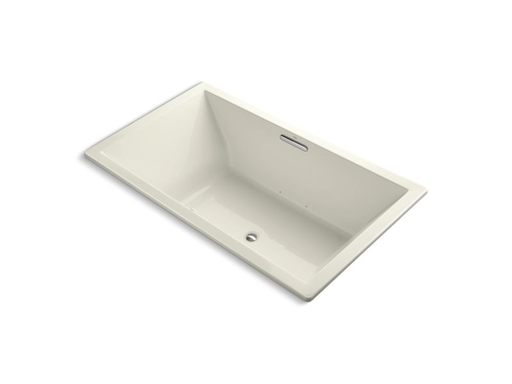 Underscore® Rectangle 72" x 42" drop-in VibrAcoustic® + BubbleMassage™ Air Bath with center drain, Biscuit