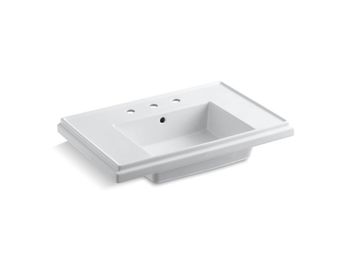 Tresham®30" pedestal bathroom sink basin with 8" widespread faucet holes, White