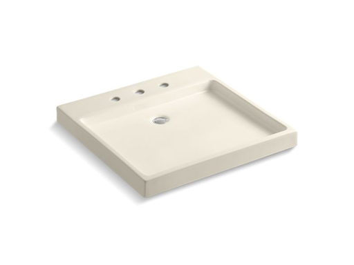 Purist® Wading Pool® fireclay bathroom sink with 8" widespread faucet holes, Almond
