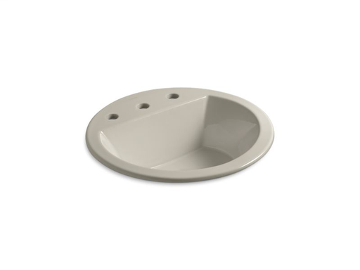 Bryant® round drop-in bathroom sink with 8" widespread faucet holes, Sandbar