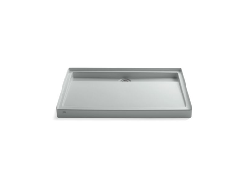 Groove® 48" x 36" single threshold rear center drain shower base, Ice™ Grey