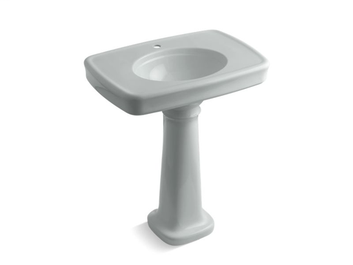 Bancroft® 30" pedestal bathroom sink with single faucet hole, Ice™ Grey