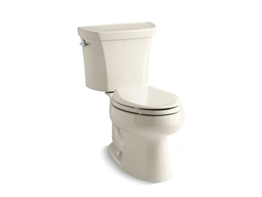 Wellworth® two-piece elongated dual-flush toilet with left-hand trip lever, seat not included, Almond
