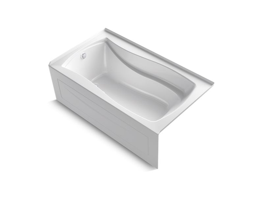Mariposa® 66" x 36" alcove BubbleMassage™ Air Bath with Bask® heated surface, integral apron and left-hand drain, White
