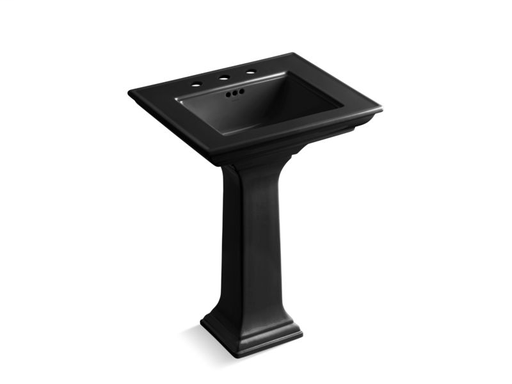 Memoirs® Stately 24" pedestal bathroom sink with 8" widespread faucet holes, Black Black