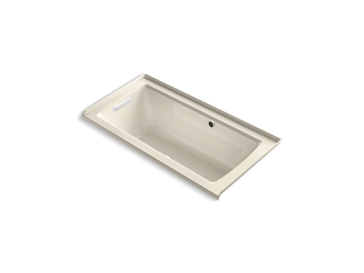 Archer® 60" x 30" alcove BubbleMassage™ Air Bath with integral flange, left-hand drain and Bask™ heated surface, Almond