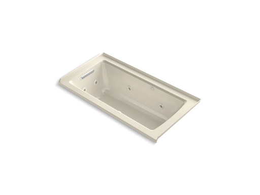 Archer® 60" x 30" integral flange whirlpool + BubbleMassage™ Air Bath with left-hand drain, Almond