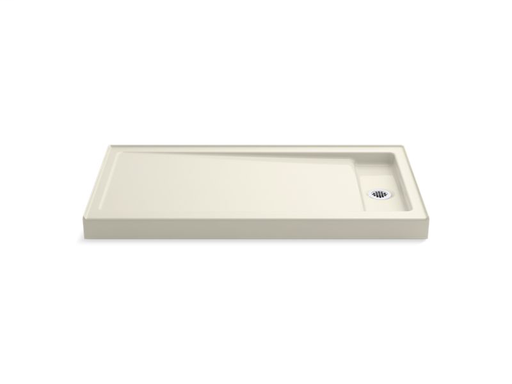 Bellwether® 60" x 32" single-threshold shower base with right center drain, Biscuit